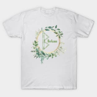 Berkana Rune Nordic Futhark Flower Wreath Runic T-Shirt